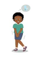 linda pequeño africano chico necesitar a pipí participación urinario vejiga querer a Vamos a baño vector