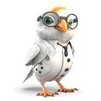Parrot doctor with stethoscope isolated on white. 3D illustration, Image photo