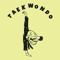 ilustración de taekwondo combatiente logo icono vector