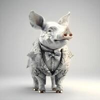 blanco león en un blanco antecedentes. 3d ilustración. aislar, ai generativo imagen foto