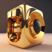 3d illustration of a golden object on a dark background. 3d rendering, Image photo