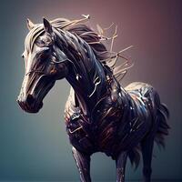 Horse with black mane. 3D rendering, 3d illustration., Image photo