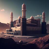 Mosque in the desert, 3d rendering. Computer digital drawing., Image photo