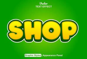 shop text effect with orange graphic style and editable. vector