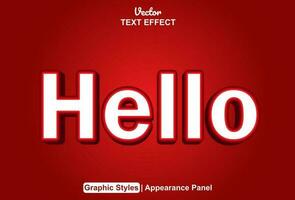 hello text effect with red graphic style and editable. vector