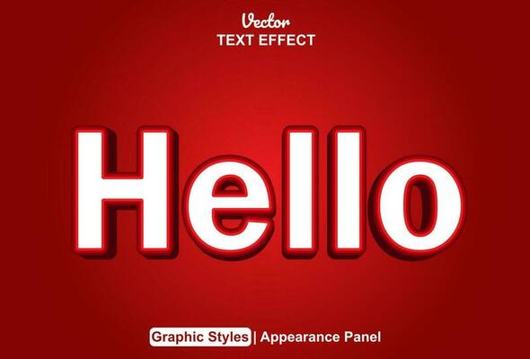 hello text effect with red graphic style and editable.