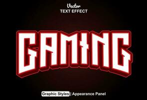 gaming text effect with red color graphic style and editable. vector