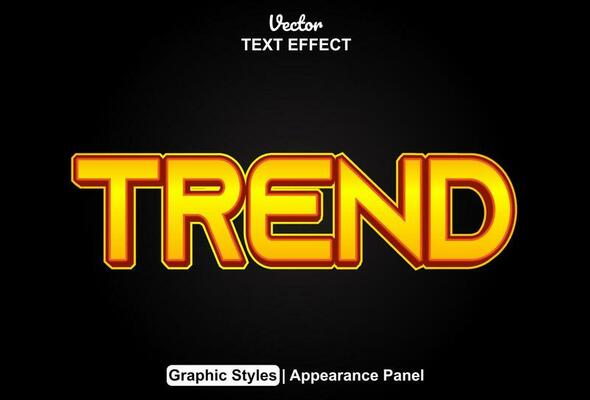 trend text effect with orange graphic style and editable