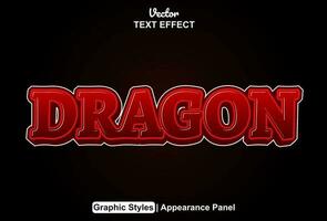 dragon text effect with red color graphic style and editable. vector