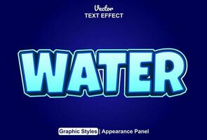 water text effect with blue color graphic style and editable. vector