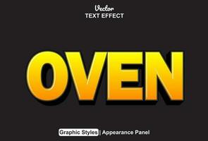 oven text effect with yellow graphic style and editable. vector