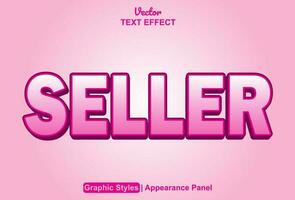 seller text effect with pink graphic style and editable. vector