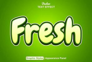 fresh text effect with green color graphic style and editable. vector