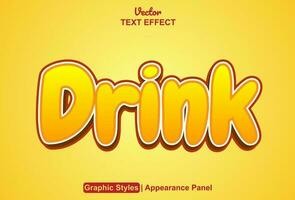 drink text effect with orange graphic style and editable. vector