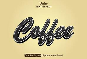 coffee text effect with black graphic style and editable. vector