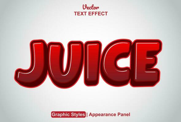 juice text effect with red color graphic style and editable.