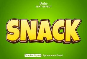 snack text effect with orange graphic style and editable. vector