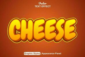 cheese text effect with yellow color graphic style and editable. vector