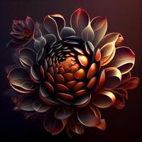3D rendering of a fractal flower, digital artwork for creative graphic design, Image photo