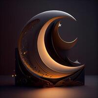 Ramadan Kareem Greeting Card with Crescent Moon and Stars, Image photo