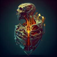 Human heart made of plastic and metal. 3d render illustration., Image photo