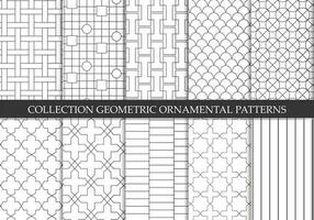 Collection of repeatable ornamental vector patterns. Grid geometric oriental backgrounds.