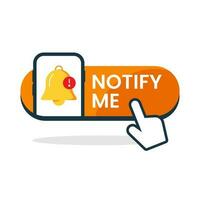 reminder, notify me button with bell notification on smartphone concept illustration flat design vector eps10. modern graphic element for landing page, empty state ui, infographic, icon
