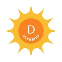 Vitamin D text with sun icon vector beauty, pharmacy, nutrition skin care concept for graphic design, logo, website, social media, mobile app, UI illustration