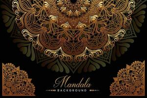 Mandala design background in golden color ornamental design. vector