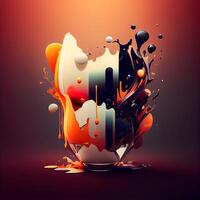 Abstract colorful background with splashes and drops. 3d illustration., Image photo