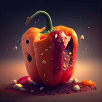 Black and red pepper on a dark background. 3D illustration., Image photo