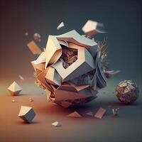 3d rendering of an abstract geometric figure in a low poly style, Image photo