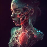 3d rendered medically accurate illustration of a womans blood vessels and heart, Image photo