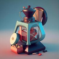 Vintage movie projector on dark background. 3d render illustration., Image photo