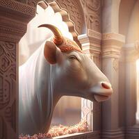 3d illustration of a white cow in the arabic style, Image photo