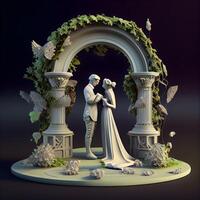 wedding ceremony in the arch of the arch, 3d illustration, Image photo