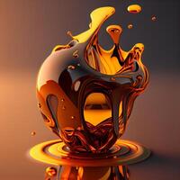 3D Illustration of a Colorful Liquid Splash with Reflection, Image photo