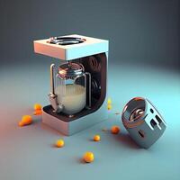 Coffee machine with coffee beans on a dark background. 3d rendering, Image photo