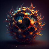 3d representación de virus en resumen espacio. futurista fondo., ai generativo imagen foto