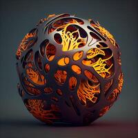 Fractal 3d sphere with abstract pattern. 3d rendering, Image photo