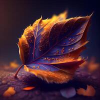 Autumn leaf on a dark background. 3D illustration. Eps 10, Image photo