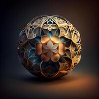 Abstract 3d sphere with ornament. illustration for your design., Image photo