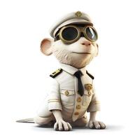 Cute dog pilot isolated on white background. 3d rendering., Image photo