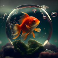 pez de colores en un vaso acuario. pescado nadando en un agua., ai generativo imagen foto
