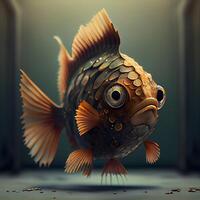 3d rendering of a goldfish in front of a dark background, Image photo