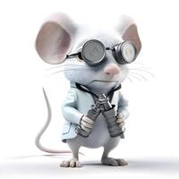 ratón personaje con gas máscara y estetoscopio, 3d ilustración, ai generativo imagen foto