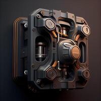 3d rendering of an old film camera on a dark background., Image photo