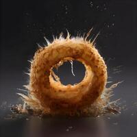 Splash of juice in the form of a ring on a dark background, Image photo