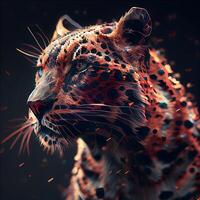 resumen digital ilustración de un leopardo. futurista antecedentes. 3d representación., ai generativo imagen foto