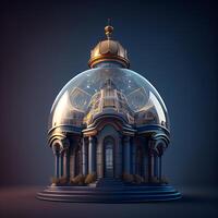 3d render of orthodox church dome with golden dome on dark background, Image photo